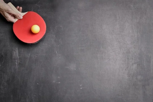 young table tennis player training